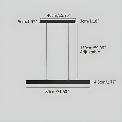 Linear LED Ceiling Fixture Black Aluminum Hanging Light for Dining Room Kitchen Island Office Desk Modern Minimalist Suspended Lamp Adjustab