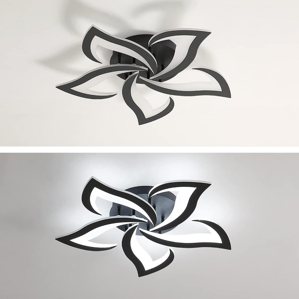 Flush Mount LED Fixture Metal Acrylic Black Layered Floral Pattern for Bedroom Living Room Hallway Contemporary Home Decor Overhead Light