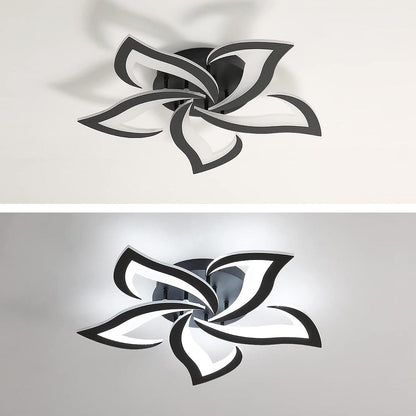Flush Mount LED Fixture Metal Acrylic Black Layered Floral Pattern for Bedroom Living Room Hallway Contemporary Home Decor Overhead Light