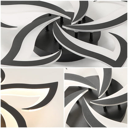 Flush Mount LED Fixture Metal Acrylic Black Layered Floral Pattern for Bedroom Living Room Hallway Contemporary Home Decor Overhead Light