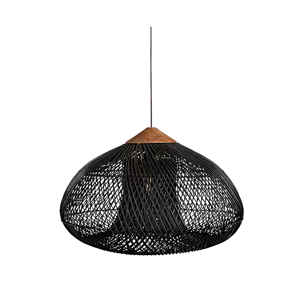 Woven Rattan Ceiling Light Fixture E26 Natural Boho Hanging Lamp for Dining Kitchen Island Bedroom Ambient Lighting Handcrafted Organic Text