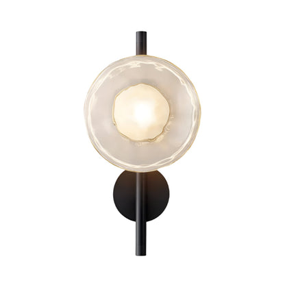 Modern Glass Sconce Light for Bedroom Hallway | Textured LED Wall Fixture Black or Gold Finish | Indoor Ambient Lighting
