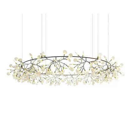 Branching LED Chandelier with Acrylic Petals Black Finish 20W Integrated Light Dimmable Remote Option Modern Statement Fixture Indoor Living