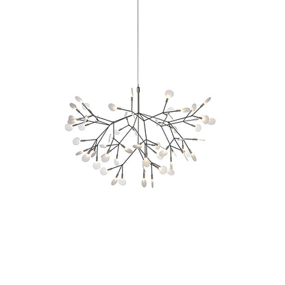Branching LED Chandelier with Acrylic Petals Black Finish 20W Integrated Light Dimmable Remote Option Modern Statement Fixture Indoor Living