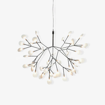 Branching LED Chandelier with Acrylic Petals Black Finish 20W Integrated Light Dimmable Remote Option Modern Statement Fixture Indoor Living