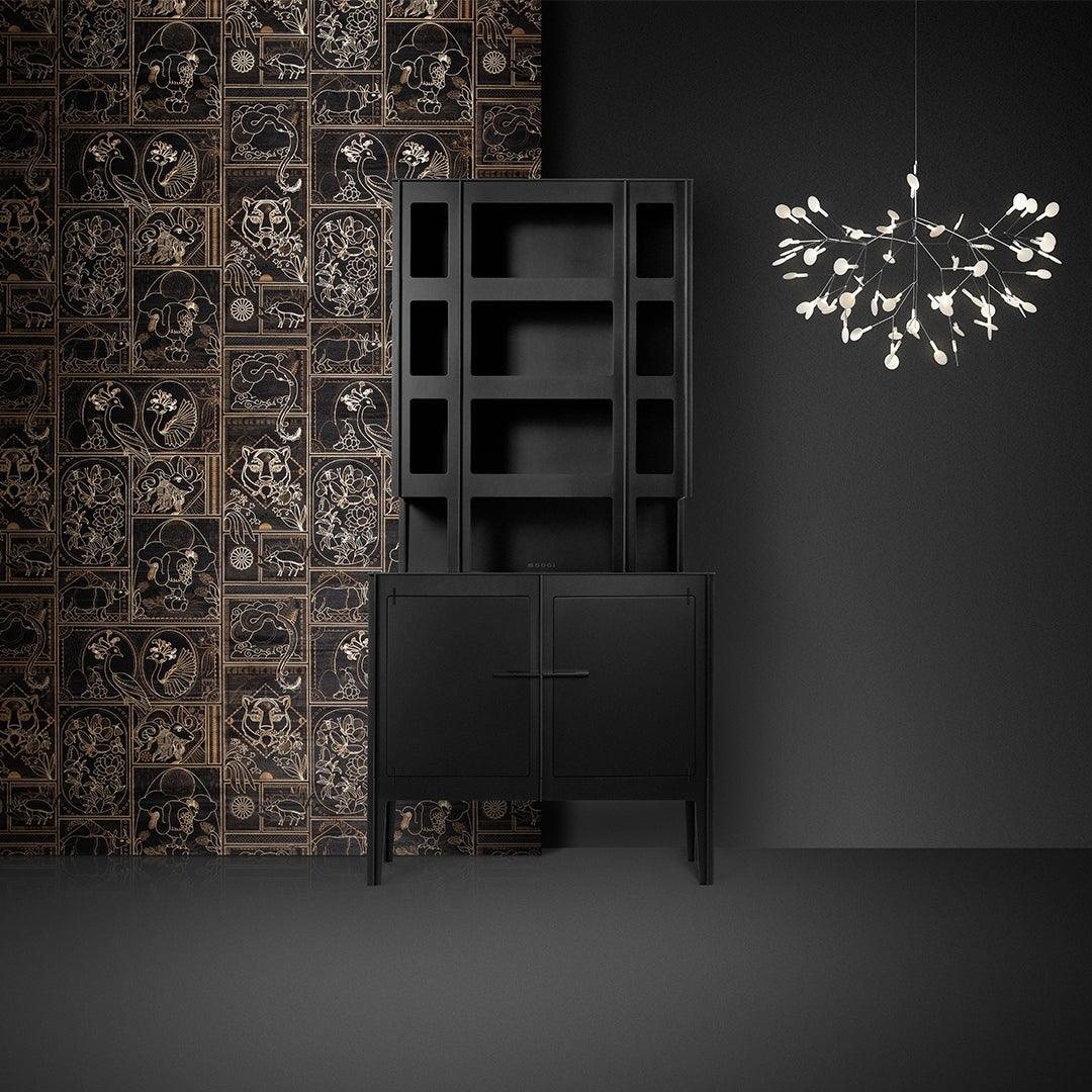 Branching LED Chandelier with Acrylic Petals Black Finish 20W Integrated Light Dimmable Remote Option Modern Statement Fixture Indoor Living