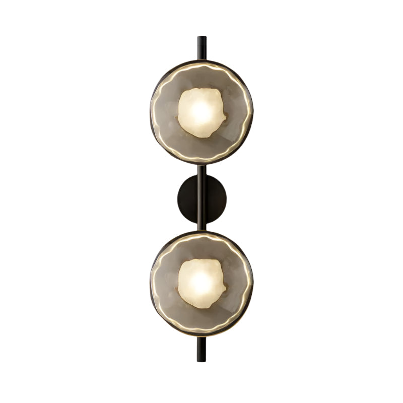 Modern Glass Sconce Light for Bedroom Hallway | Textured LED Wall Fixture Black or Gold Finish | Indoor Ambient Lighting