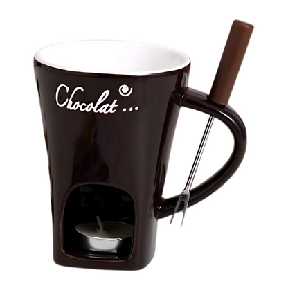 Candle-Heated Fondue Pot Set Ceramic Chocolate Cheese Melting Warmer Party Dessert Appetizer Tabletop Server for Gatherings Parties