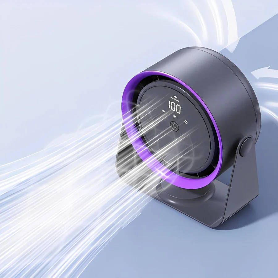 Blade-Free Portable Fan | Rechargeable Battery & Adjustable Speed | Safe Cooling Solution for Home and Travel