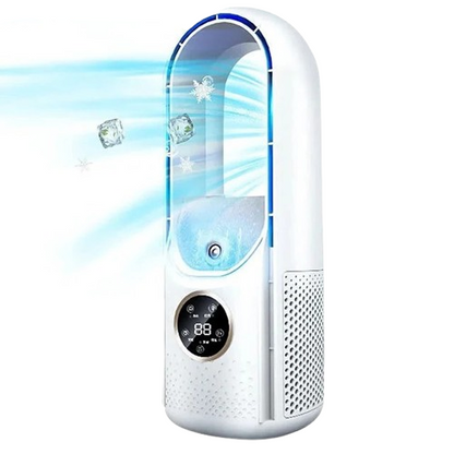 Whisper-Quiet Tower Cooler for Desk & Bedroom White Blue Personal Space Fan for Home Office Apartment