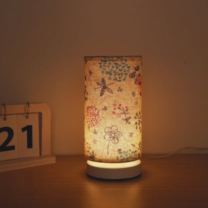 Bloom Table Lamp - Floral Fabric, Vintage Design for Bedroom or Living Room