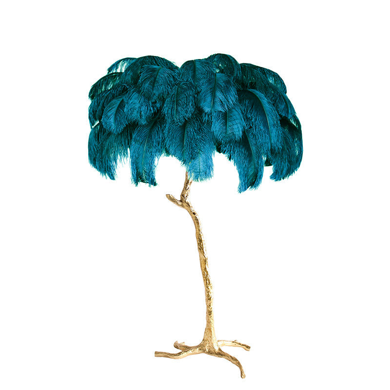 Tropical Feather Standing Lamp 63 in Tall Palm Tree Style Ambient Floor Light for Bedroom Living Room Decorative Accent Lighting