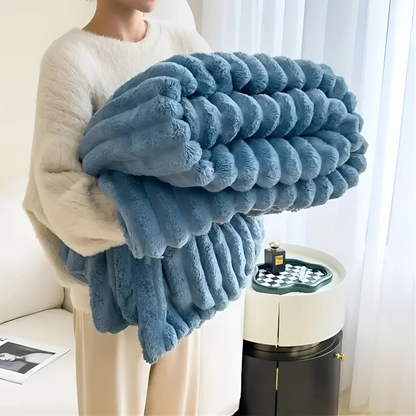 Plush Flannel Throw Blanket – Lightweight Cozy Soft Fleece for Couch Bed Sofa Travel Camping & Home Decor in Blue Gray Pink Beige