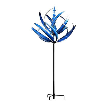 Rotating Metal Wind Spinner Garden Stake with Reflective Spiral Design for Outdoor Yard Decor | Colorful Solar Light Catcher Kinetic