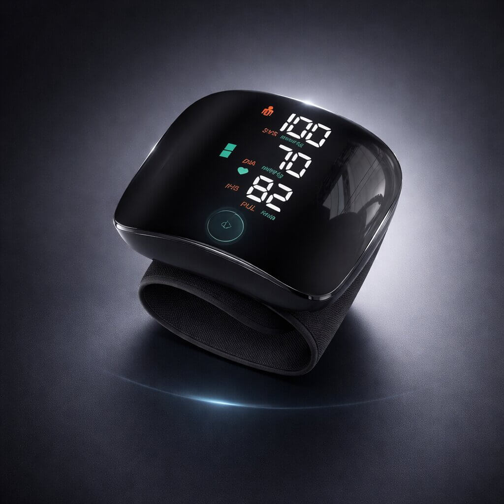 Rechargeable Wrist Blood Pressure Monitor with Voice Readout and Touch Screen for Home Health Tracking