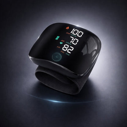 Rechargeable Wrist Blood Pressure Monitor with Voice Readout and Touch Screen for Home Health Tracking