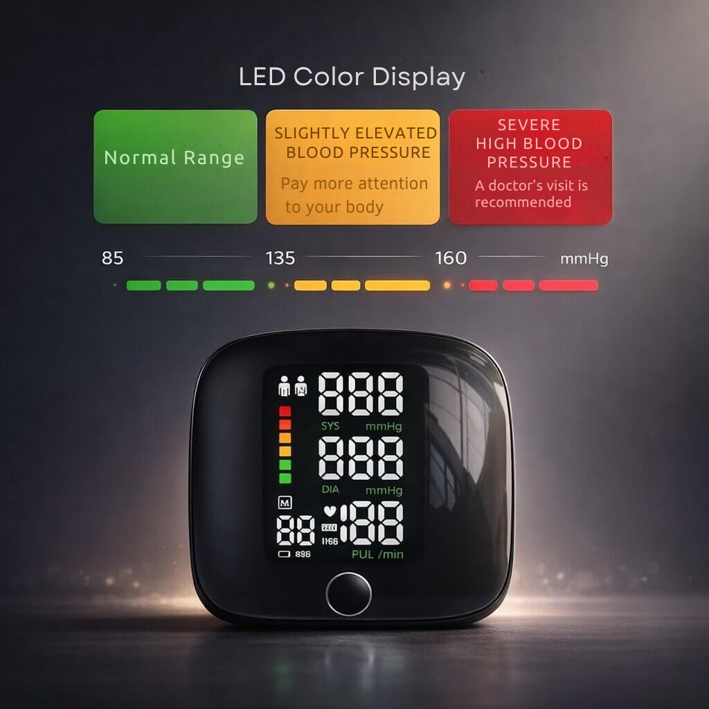 Rechargeable Wrist Blood Pressure Monitor with Voice Readout and Touch Screen for Home Health Tracking