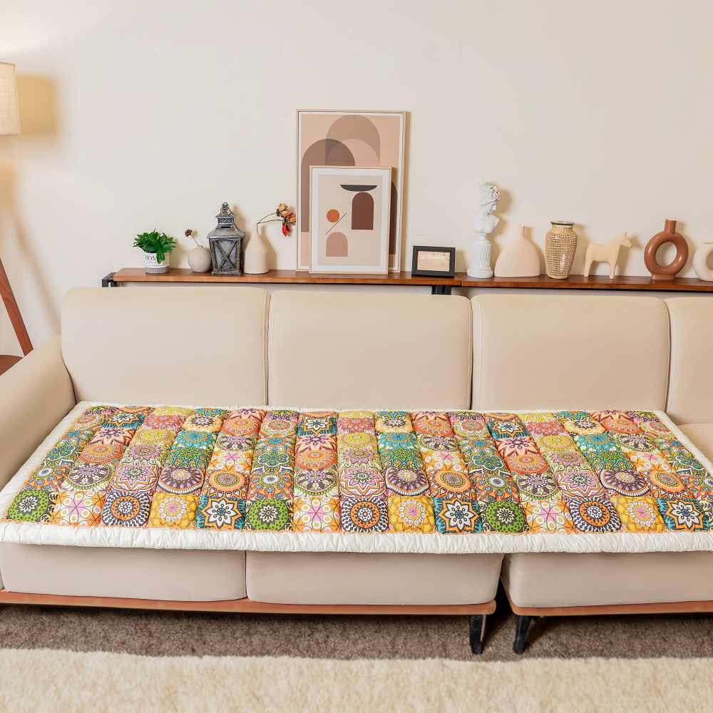 Quilted Cotton Furniture Protector Cover Anti-Slip Couch Cushion Pad for Sofa Chair Loveseat Pet-Friendly Washable Mat for Living Room