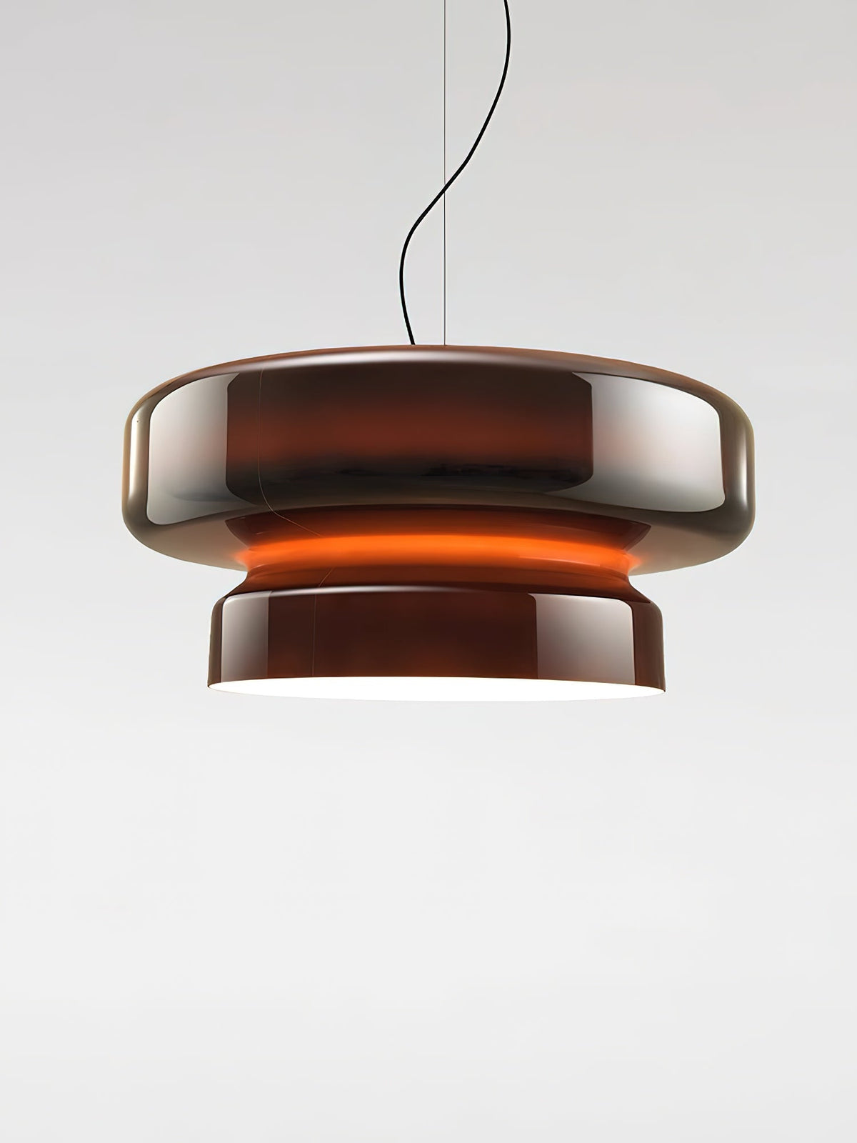 Glass Sphere Hanging Light Fixture LED Adjustable Height Brown 16 Inch Modern Ceiling Lamp for Kitchen Island Dining Room Breakfast Nook Liv
