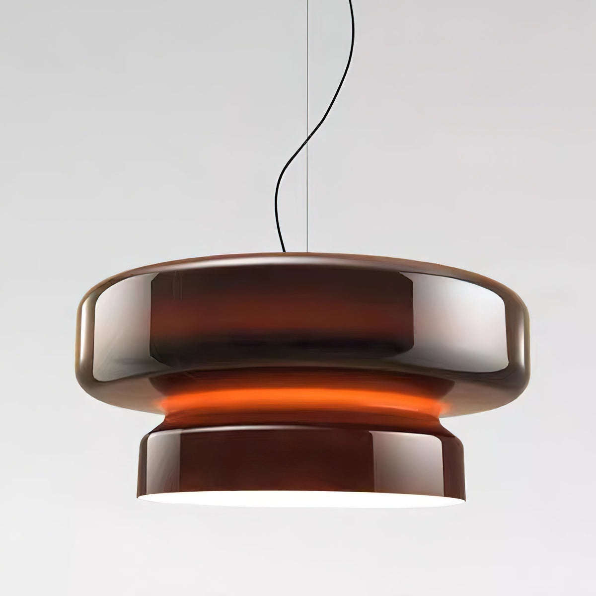 Glass Sphere Hanging Light Fixture LED Adjustable Height Brown 16 Inch Modern Ceiling Lamp for Kitchen Island Dining Room Breakfast Nook Liv