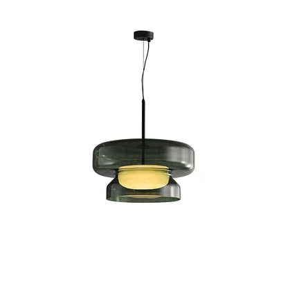 Glass Sphere Hanging Light Fixture LED Adjustable Height Brown 16 Inch Modern Ceiling Lamp for Kitchen Island Dining Room Breakfast Nook Liv