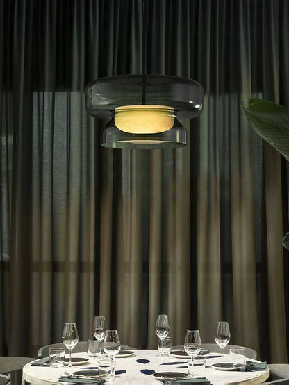 Glass Sphere Hanging Light Fixture LED Adjustable Height Brown 16 Inch Modern Ceiling Lamp for Kitchen Island Dining Room Breakfast Nook Liv