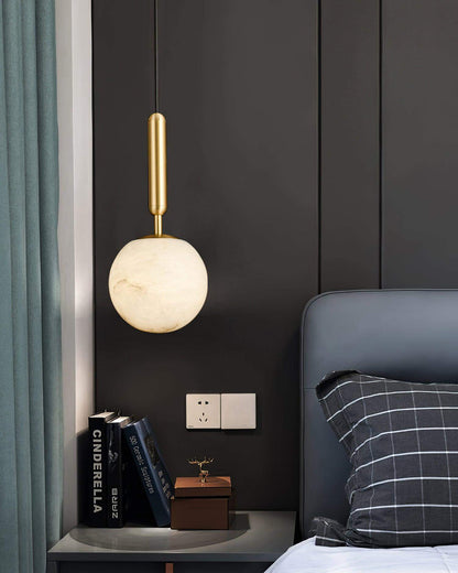 Brass & Stone Globe Ceiling Light 5-Inch for Kitchen Island Dining Room Warm Glow Task Lighting