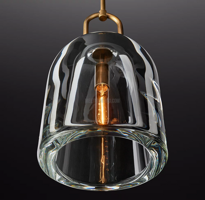 Crystal Glass Dome Pendant Light with Brass Frame for Dining Room & Kitchen Island Hardwired Ceiling Fixture 5 8 10 Inch
