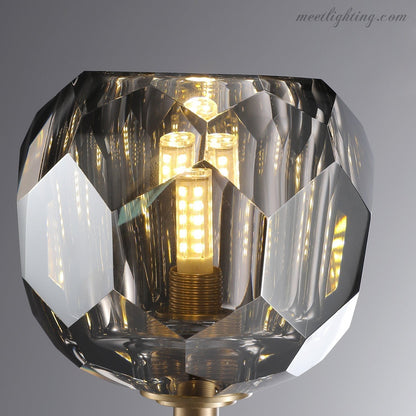 Crystal Globe Double Sconce Wall Light in Brass or Nickel – Two-Bulb Fixture for Living Room & Hallway
