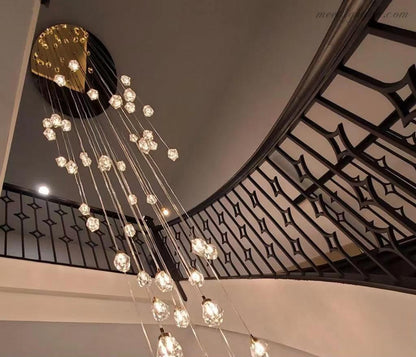 10-Light Crystal Globe Cluster Chandelier 14 Inch Dining Room Foyer Entryway Ceiling Fixture Adjustable Height Brass Nickel Black