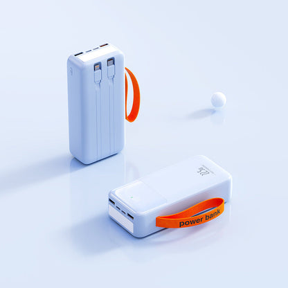 Portable Power Bank with Fast Charging & Integrated Cables | High Capacity for On-the-Go Charging