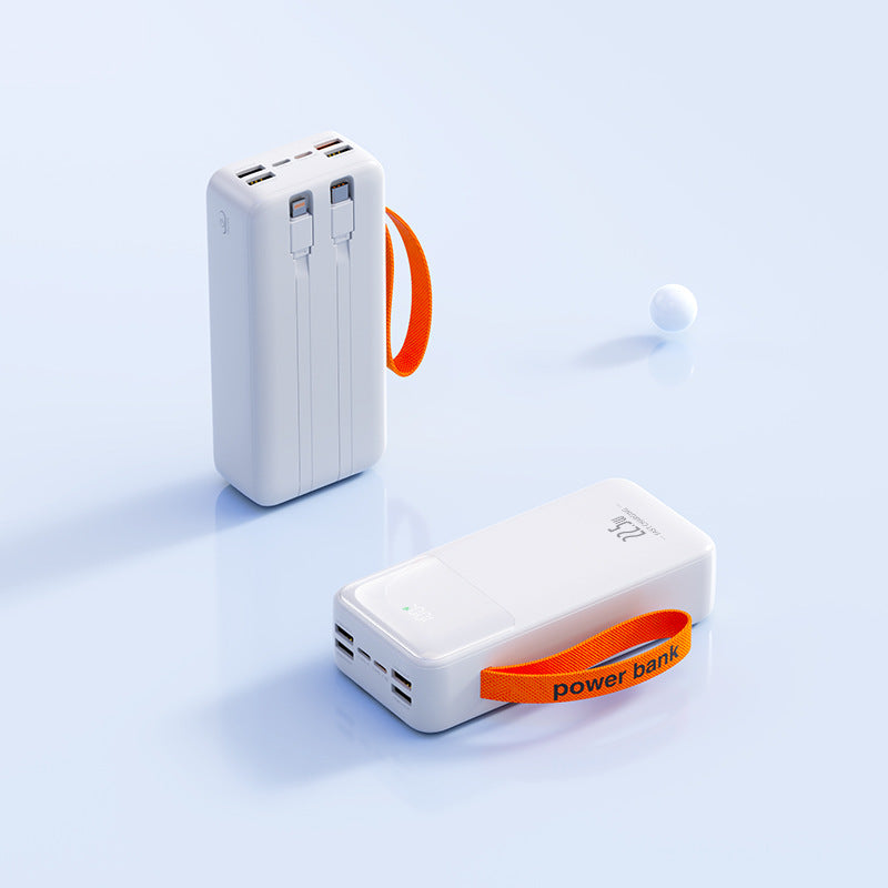 Portable Power Bank with Fast Charging & Integrated Cables | High Capacity for On-the-Go Charging