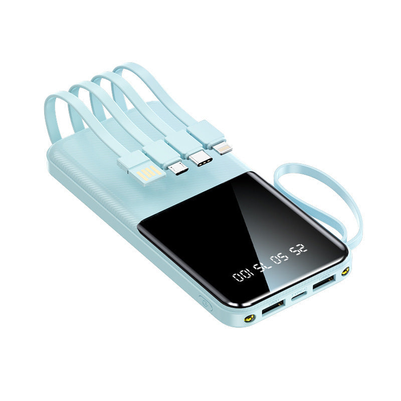 Portable Power Bank with Integrated Cables & LCD Display | High Capacity for Fast Charging