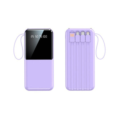 Portable Power Bank with Integrated Cables & LCD Display | High Capacity for Fast Charging