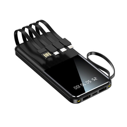 Portable Power Bank with Integrated Cables & LCD Display | High Capacity for Fast Charging