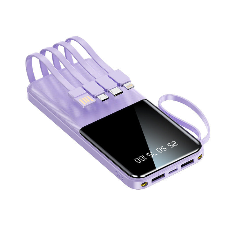 Portable Power Bank with Integrated Cables & LCD Display | High Capacity for Fast Charging