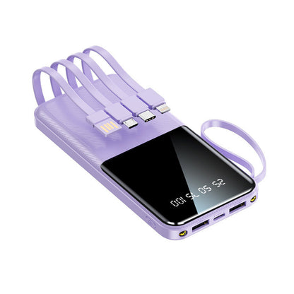 Portable Power Bank with Integrated Cables & LCD Display | High Capacity for Fast Charging