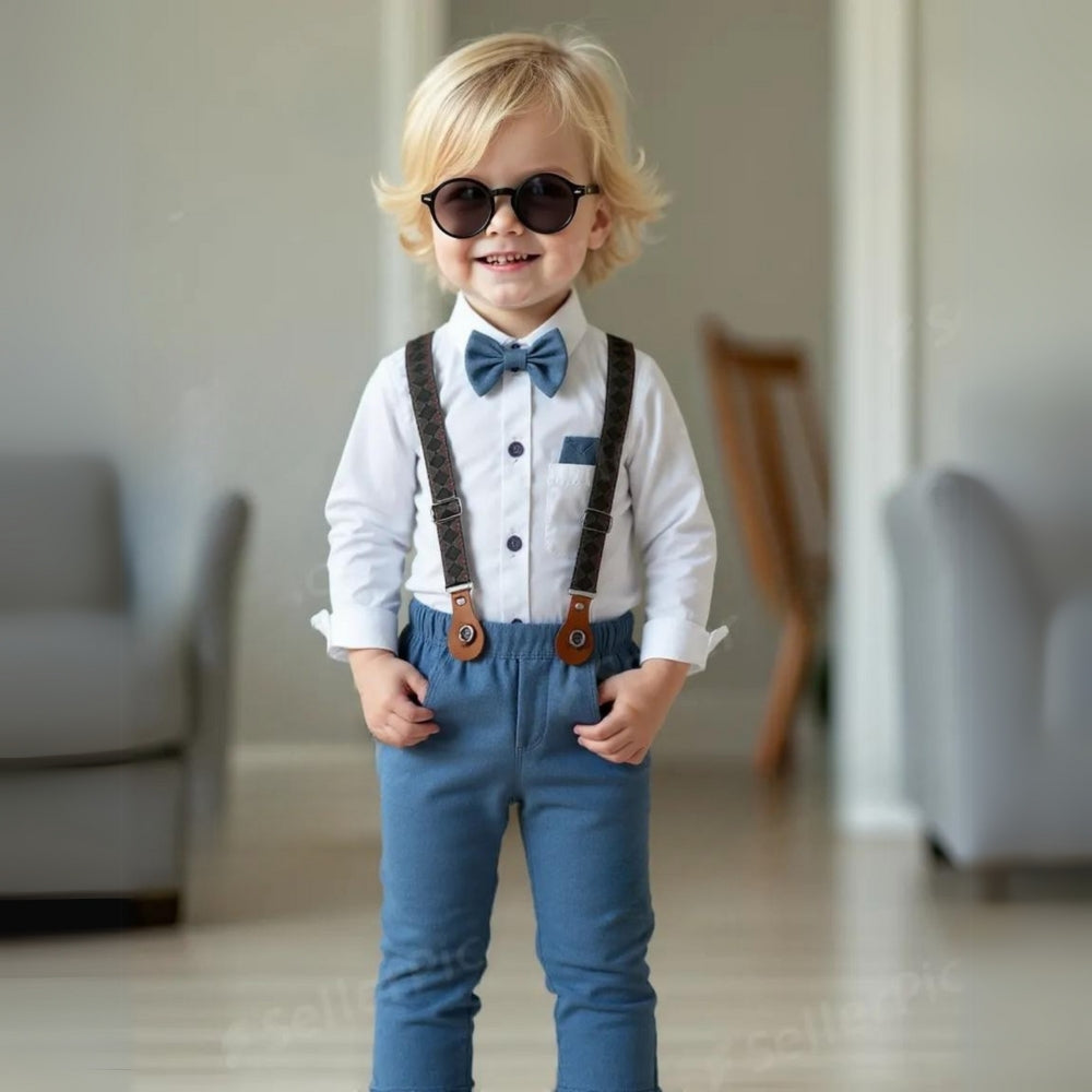 Boys 3-Piece Formal Suit Set with Shirt, Vest, Pants & Bow Tie for Weddings, Parties & Special Occasions | Soft Cotton Dress Outfit
