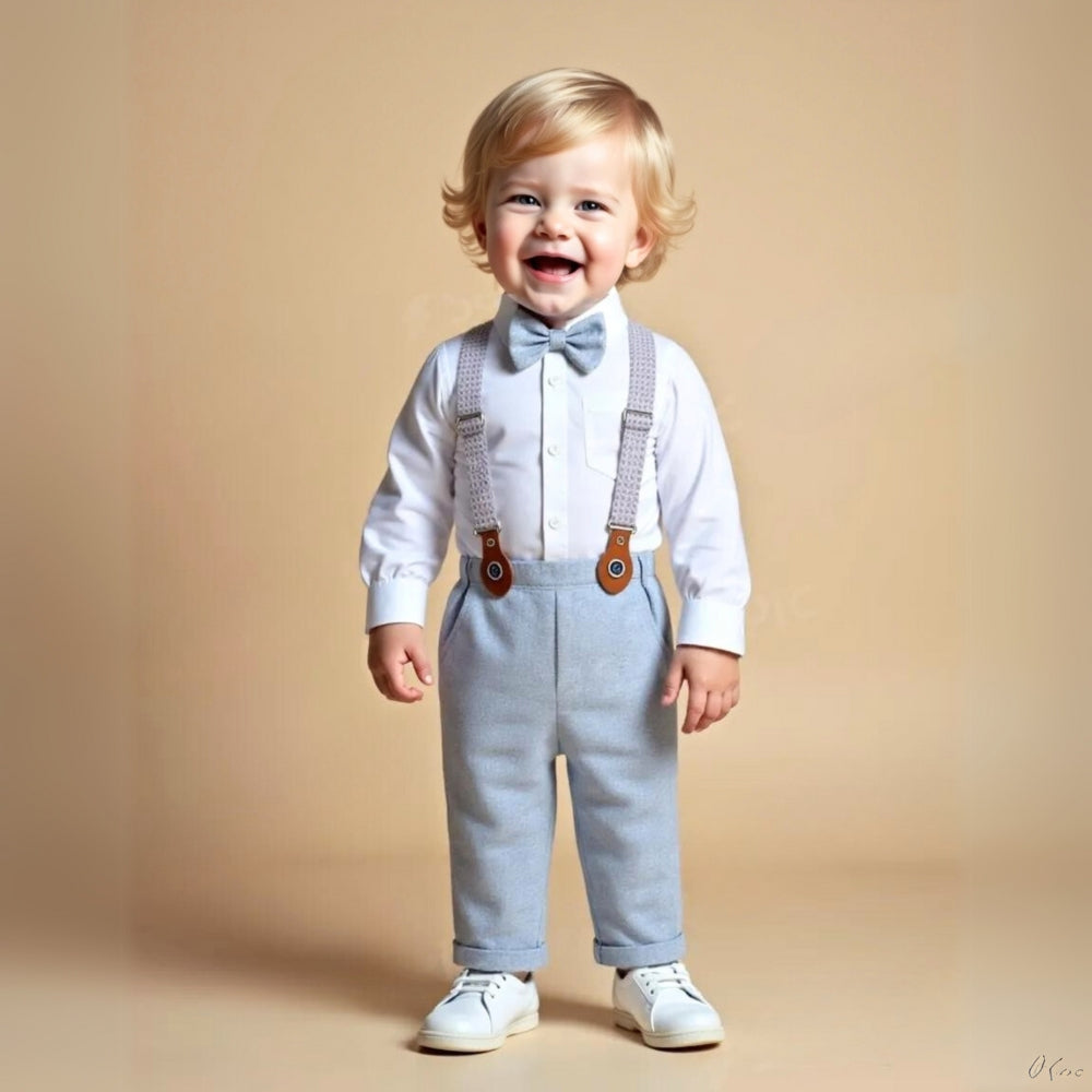 Boys Formal 3-Piece Suit Set with Shirt, Vest, Pants & Bow Tie for Weddings, Parties, Special Occasions | Toddler Kids Dress Outfit