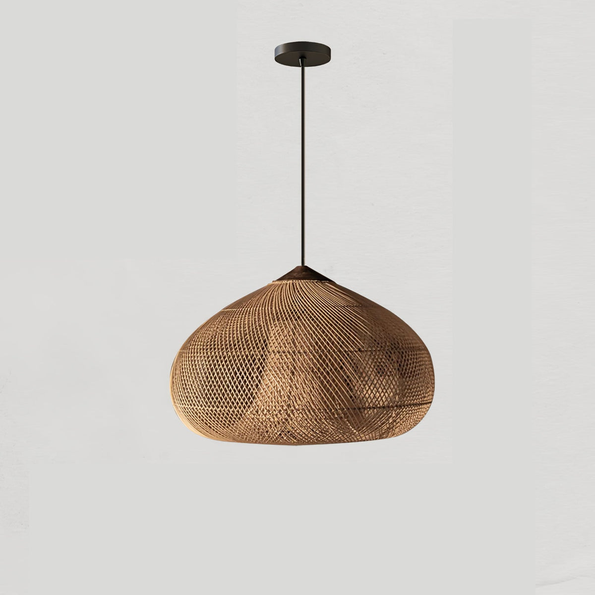 Handwoven Rattan Ceiling Light Fixture for Dining Room and Kitchen Island Over Table Adjustable Drop Natural Fiber Pendant Shade Wood Metal