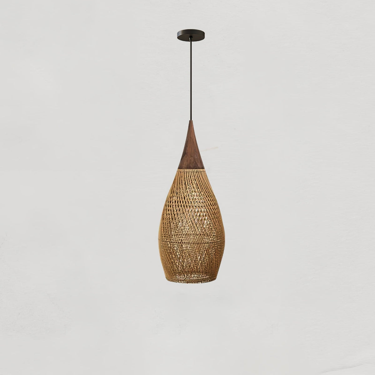 Handwoven Rattan Ceiling Light Fixture for Dining Room and Kitchen Island Over Table Adjustable Drop Natural Fiber Pendant Shade Wood Metal