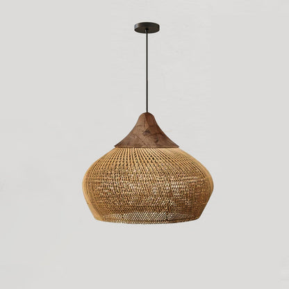 Handwoven Rattan Ceiling Light Fixture for Dining Room and Kitchen Island Over Table Adjustable Drop Natural Fiber Pendant Shade Wood Metal