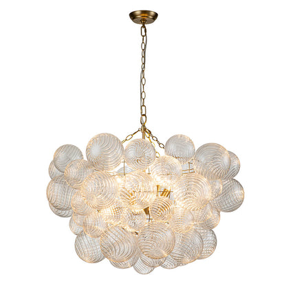 Multi-Globe Textured Glass Ceiling Fixture with Adjustable Chain Hardwired Dimmable Lighting for Dining Room Entryway Bedroom