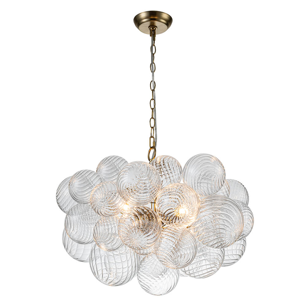 Multi-Globe Textured Glass Ceiling Fixture with Adjustable Chain Hardwired Dimmable Lighting for Dining Room Entryway Bedroom
