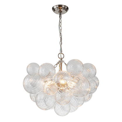 Multi-Globe Textured Glass Ceiling Fixture with Adjustable Chain Hardwired Dimmable Lighting for Dining Room Entryway Bedroom