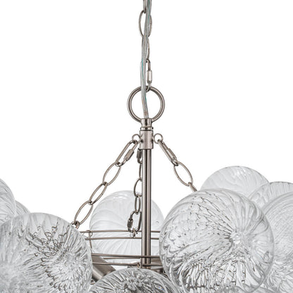 Multi-Globe Textured Glass Ceiling Fixture with Adjustable Chain Hardwired Dimmable Lighting for Dining Room Entryway Bedroom