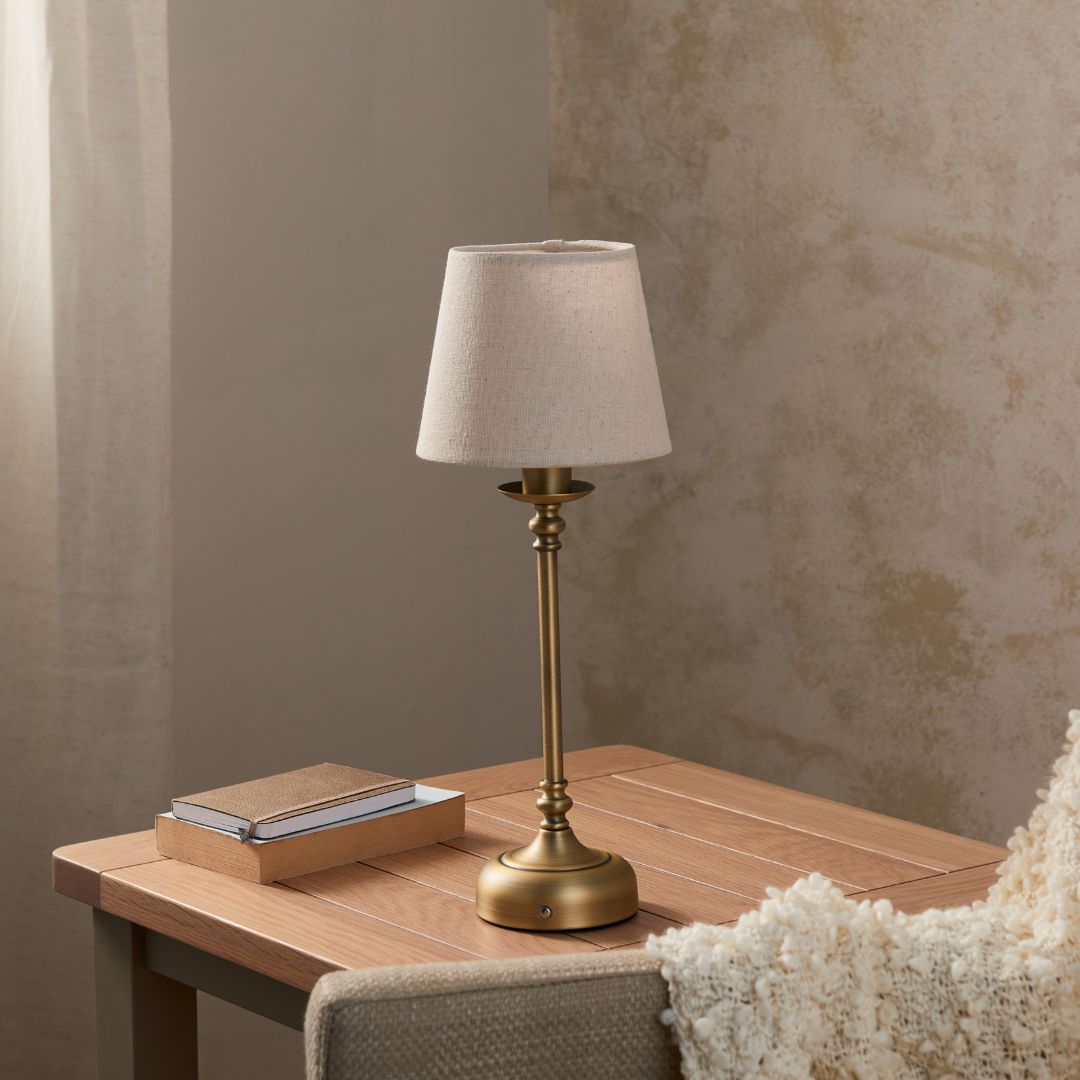 BrassLume | Portable LED Touch Table Lamp with 3-Stage Dimmer | Elegant Design for Versatile Lighting