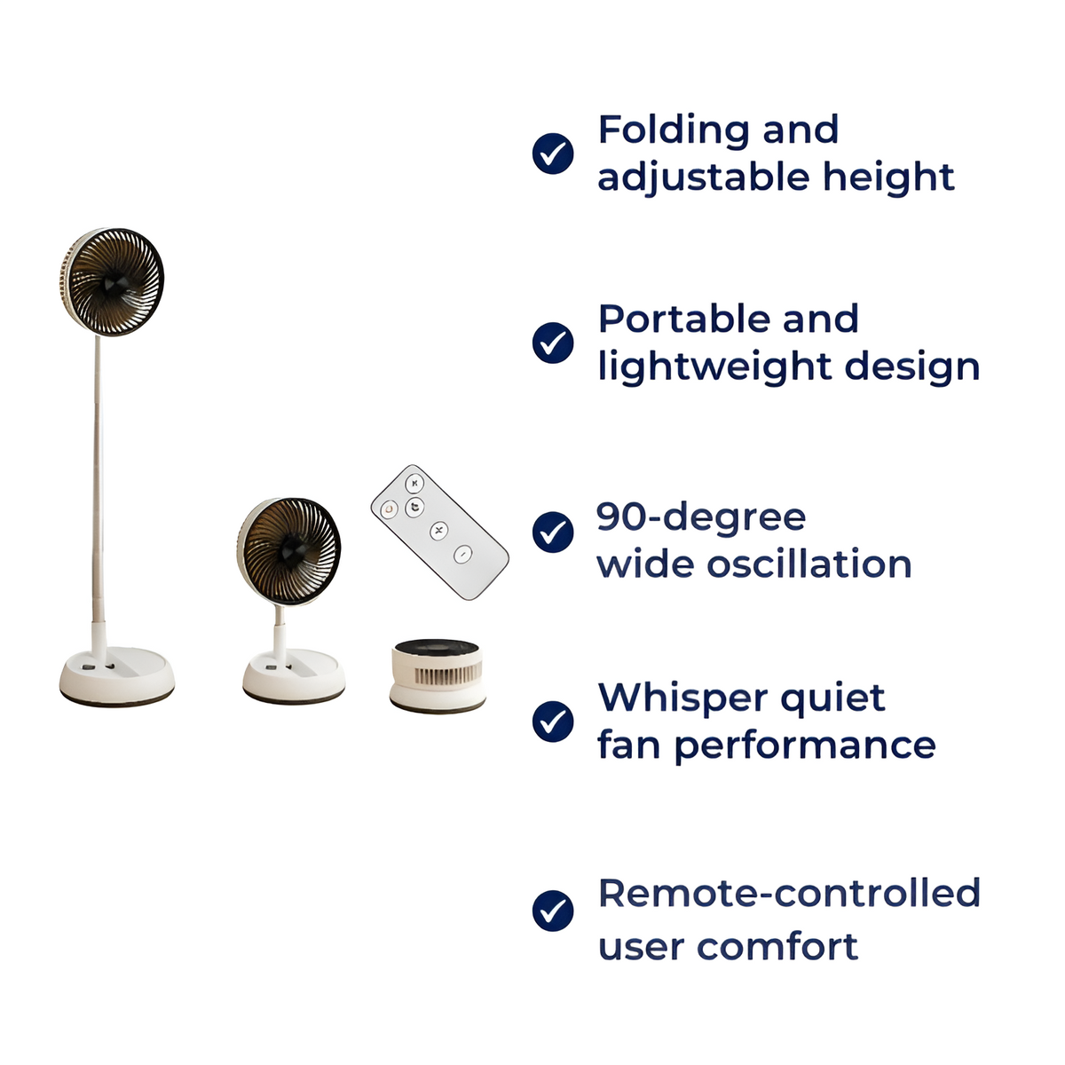 BreezeFold | Oscillating Fan with Remote Control & Adjustable Speed | Lightweight Design for Home & Outdoor Use