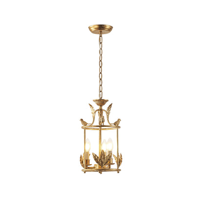 Metal Lantern Ceiling Light 10-Inch Hanging Fixture with Bird Motif for Dining Room Entryway Vintage-Style Chain Suspension