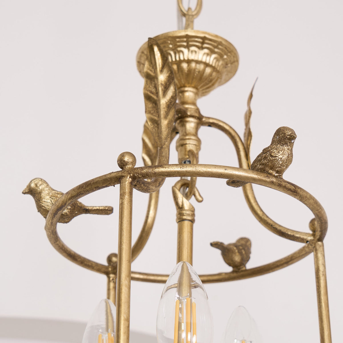 Metal Lantern Ceiling Light 10-Inch Hanging Fixture with Bird Motif for Dining Room Entryway Vintage-Style Chain Suspension